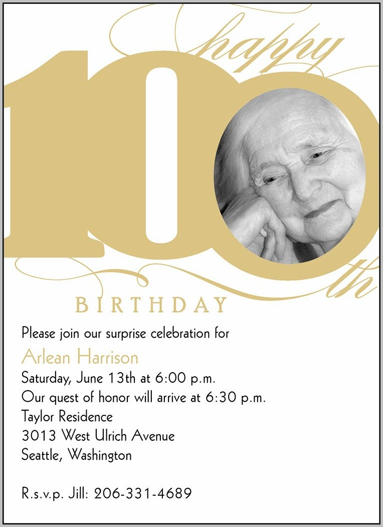 100th Birthday Party Invitation Template Template Resume inside measurements 764 X 1052