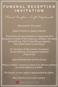 39 Best Funeral Reception Invitations Funeral Reception in size 735 X 1102