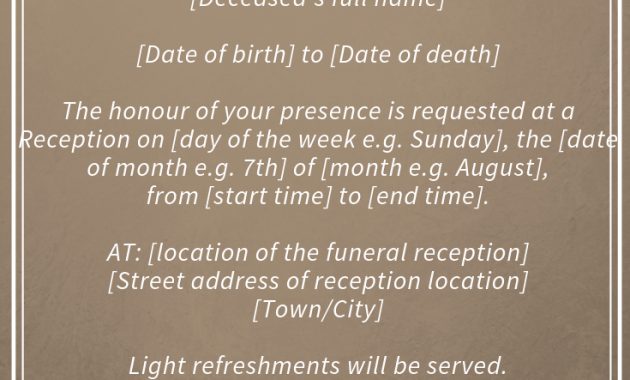 39 Best Funeral Reception Invitations Funeral Reception in size 735 X 1102