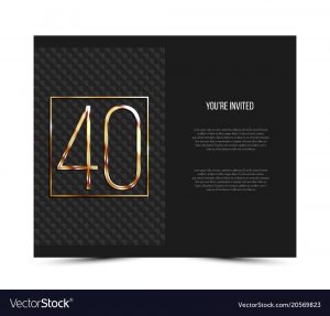 40th Anniversary Invitation Card Template Vector Image inside measurements 1000 X 955