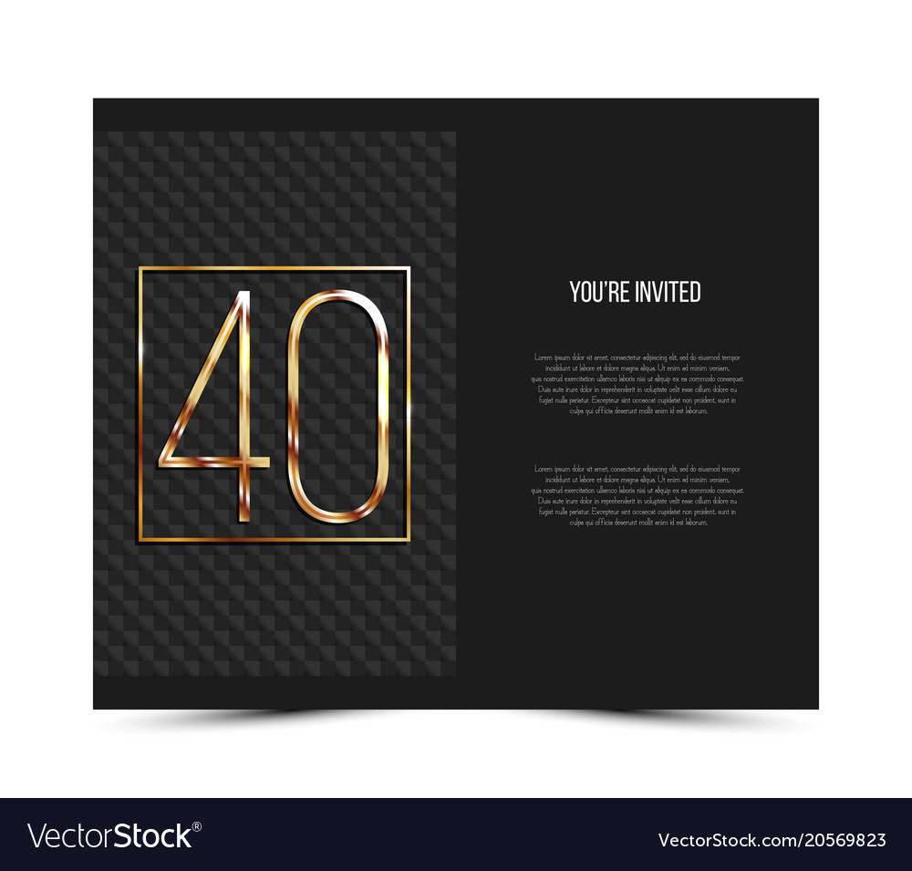 40th Anniversary Invitation Card Template Vector Image inside measurements 1000 X 955