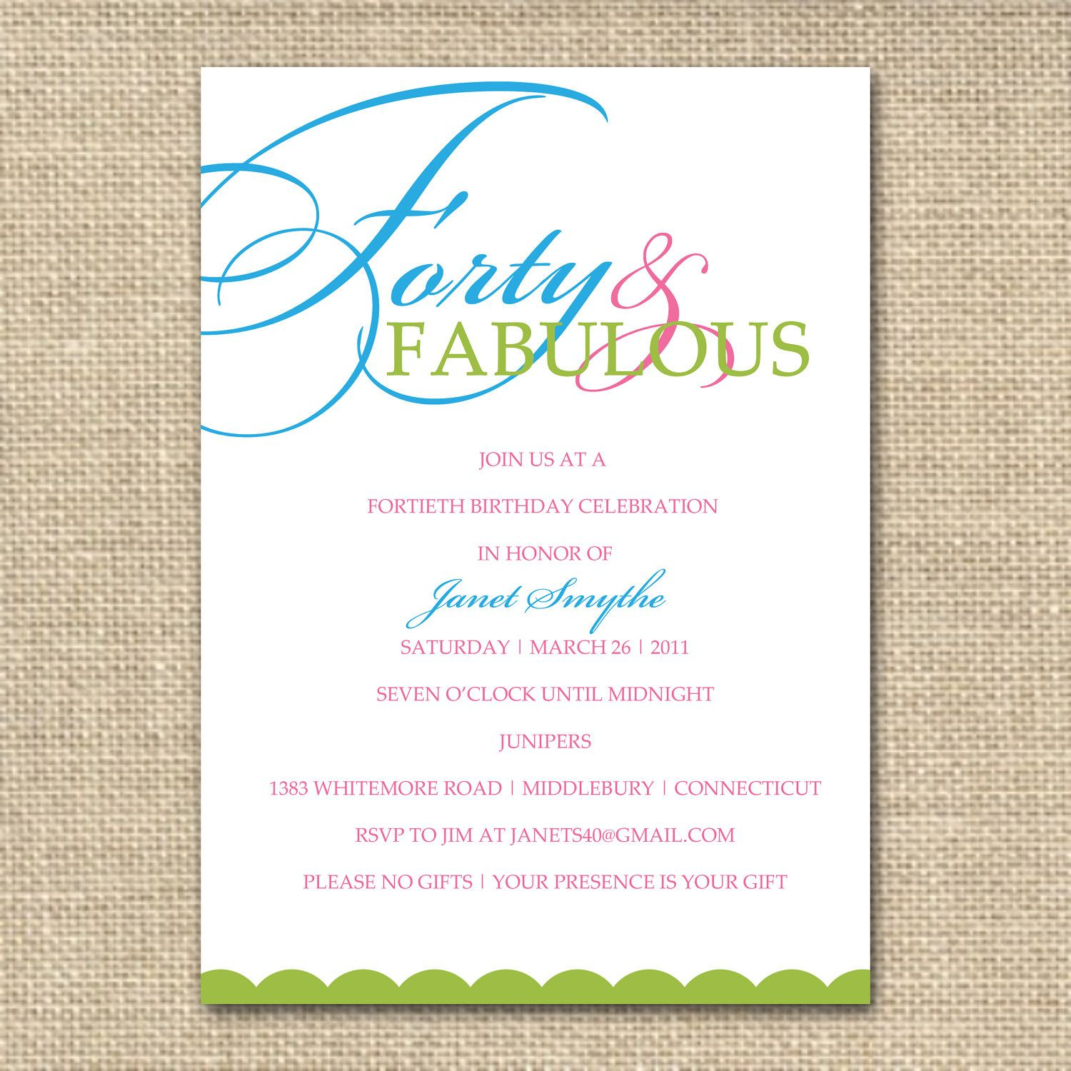 40th Birthday Invitation Wording Designs Ideas Invitations Card with regard to sizing 1500 X 1500