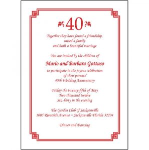 40th Wedding Anniversary Invitations 40th Wedding Anniversary in size 990 X 1000