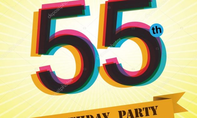 55th Birthday Party Invite Template Design In Retro Style Vector in dimensions 1024 X 1024