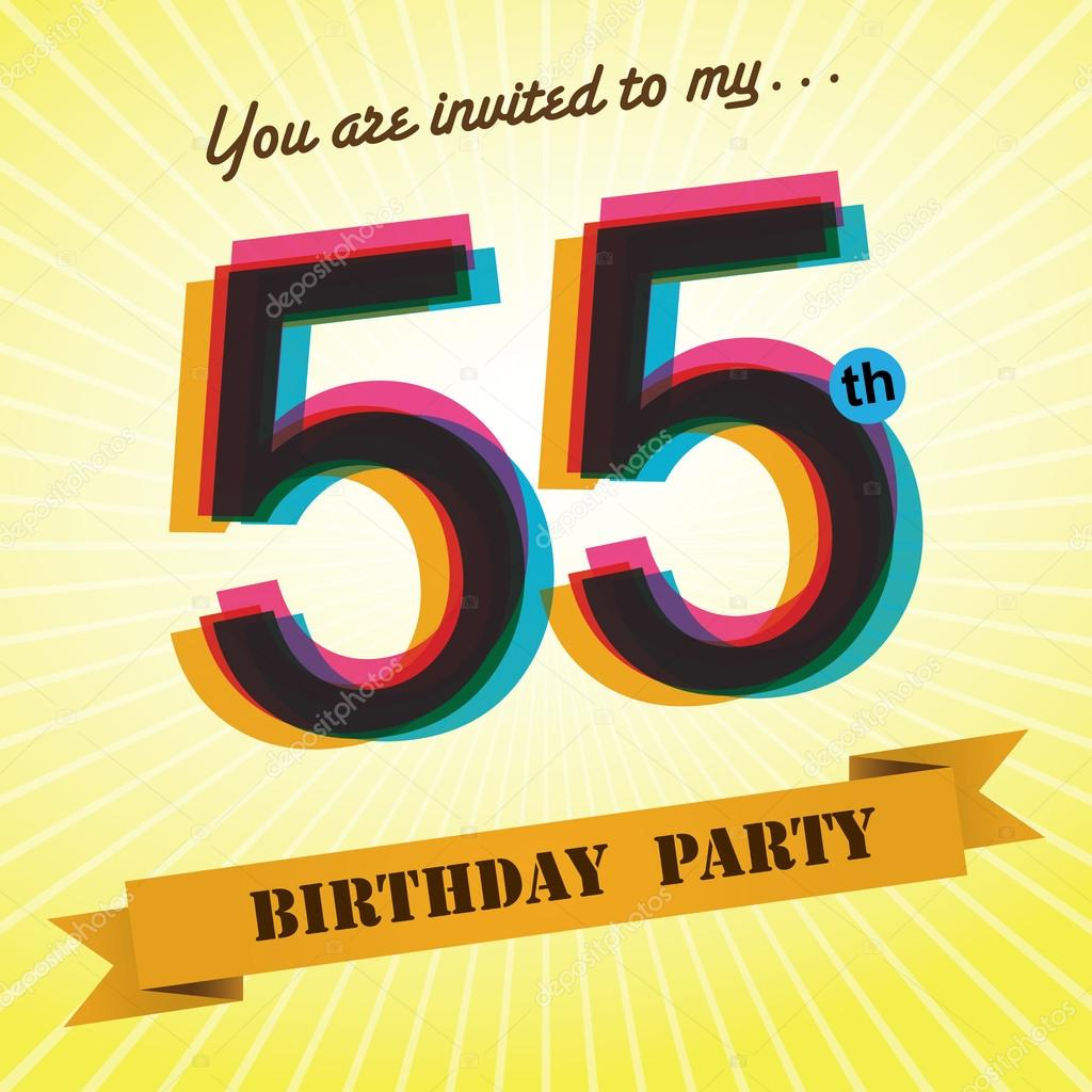 55th Birthday Party Invite Template Design In Retro Style Vector in dimensions 1024 X 1024