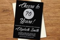 70th Birthday Invitationprintable Silver Black Birthday intended for proportions 1296 X 1152