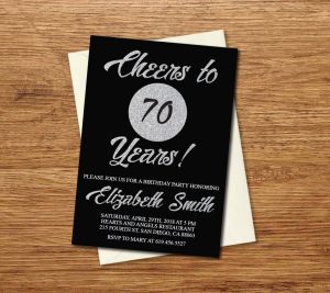 70th Birthday Invitationprintable Silver Black Birthday intended for proportions 1296 X 1152