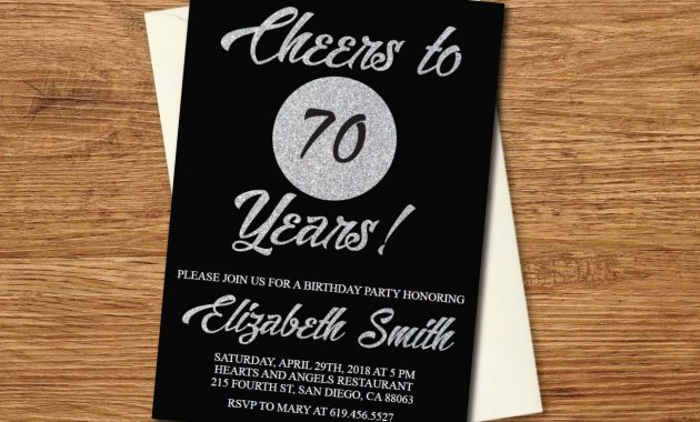 70th Birthday Invitationprintable Silver Black Birthday intended for proportions 1296 X 1152