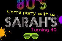 80s Neon Birthday Party Invitation Diy Printing Jpeg File throughout proportions 1200 X 1800