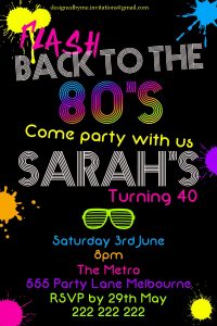 80s Neon Birthday Party Invitation Diy Printing Jpeg File throughout proportions 1200 X 1800