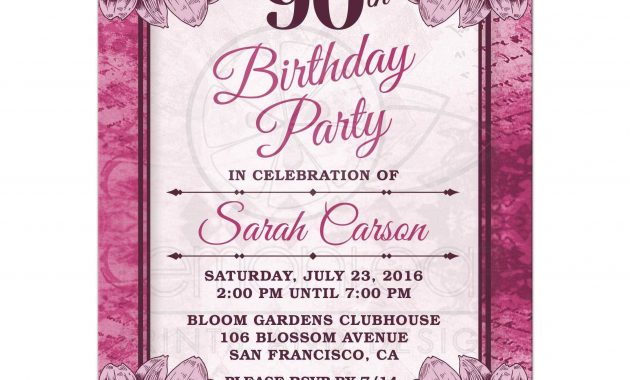 90th Birthday Party Invitations Templates Free Party Ideas In 2018 for size 2175 X 2175