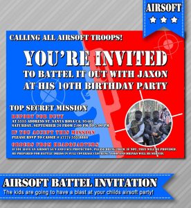 Airsoft Party Invitation Photo Invitation Air Soft War Invitation pertaining to dimensions 965 X 1050