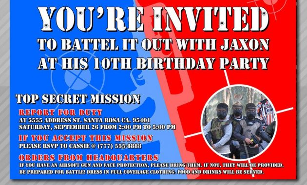 Airsoft Party Invitation Photo Invitation Air Soft War Invitation pertaining to dimensions 965 X 1050