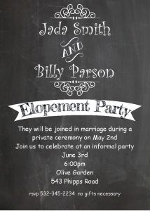 Amazing After Elopement Party Invitations 44 In Card Inspiration intended for dimensions 750 X 1050