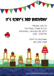 Angry Birds Birthday Party Invitation Wedding Invitation regarding measurements 900 X 1260