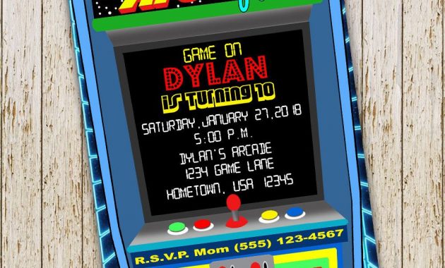 Arcade Birthday Invitation Arcade Invitation Gamer Invitation inside measurements 1000 X 1000