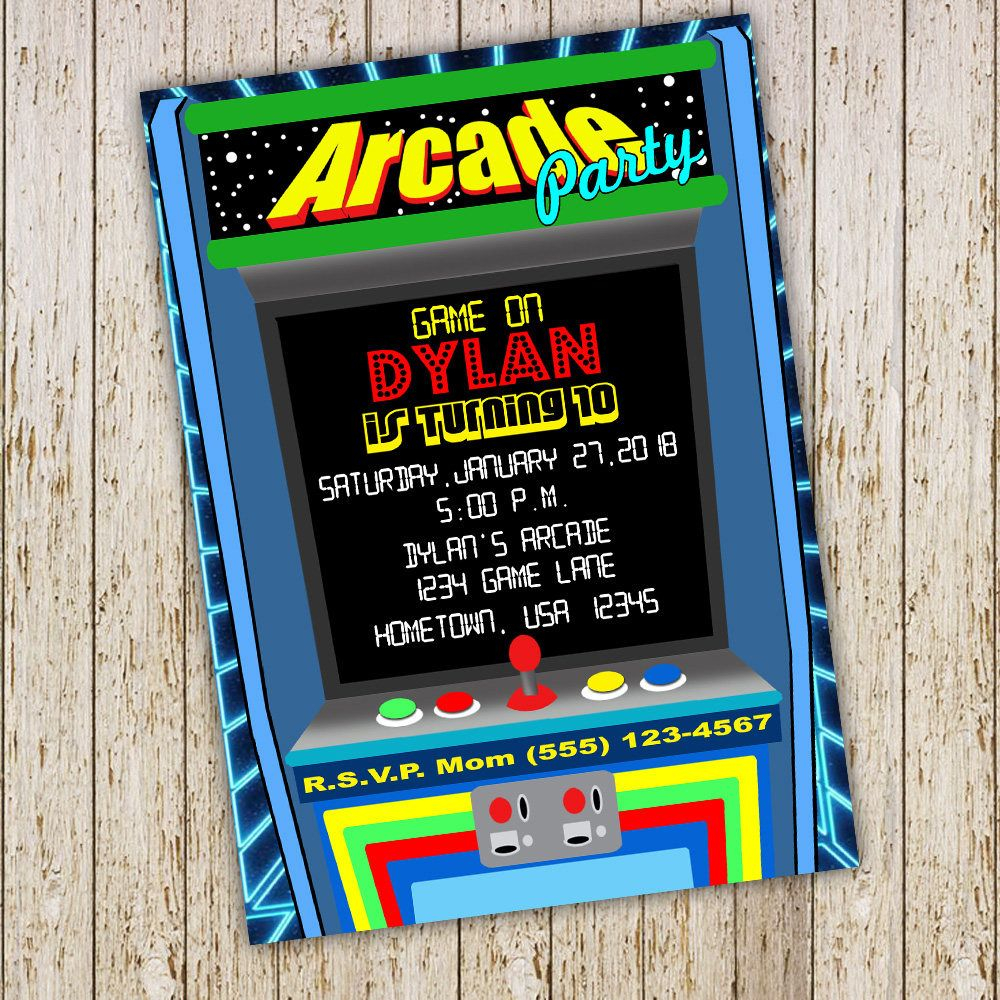 Arcade Birthday Invitation Arcade Invitation Gamer Invitation inside measurements 1000 X 1000