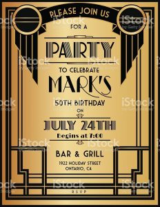 Art Deco Birthday Party Invitation Template The Invitation Has A for dimensions 791 X 1024