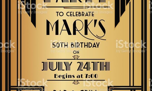 Art Deco Birthday Party Invitation Template The Invitation Has A for dimensions 791 X 1024