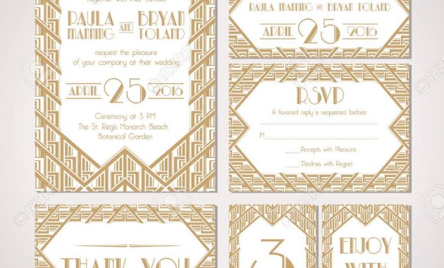 Art Deco Wedding Invitation Template Save The Date Royalty Free throughout measurements 1220 X 1300