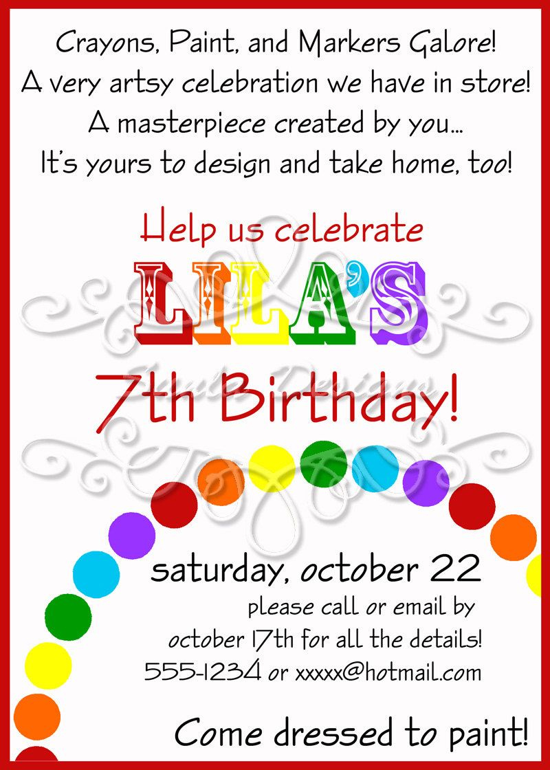 Art Themed Birthday Party Invitations Free Printable Birthday in proportions 800 X 1120