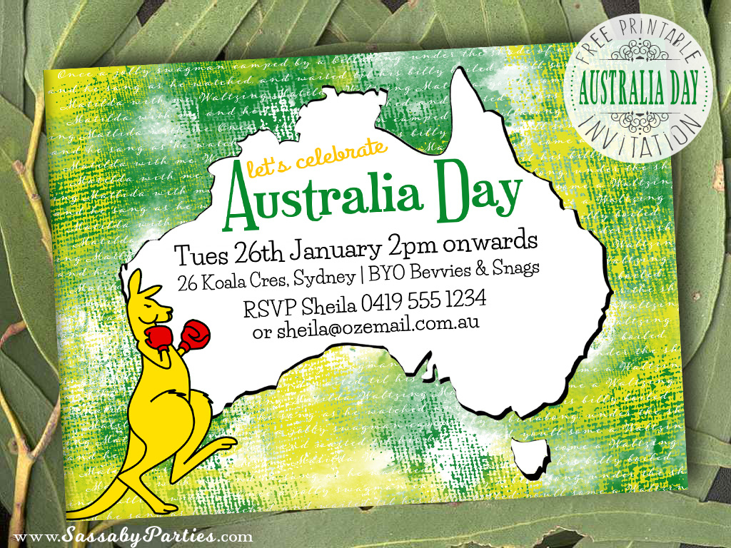 Australia Day Invitation Free Printable The Sassa Party Co with dimensions 1024 X 768