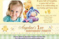 Awesome Free Template Winnie The Pooh First Birthday Invitations intended for size 1050 X 750