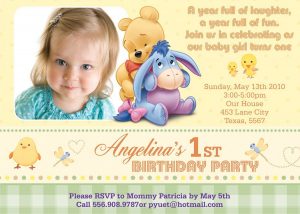 Awesome Free Template Winnie The Pooh First Birthday Invitations intended for size 1050 X 750