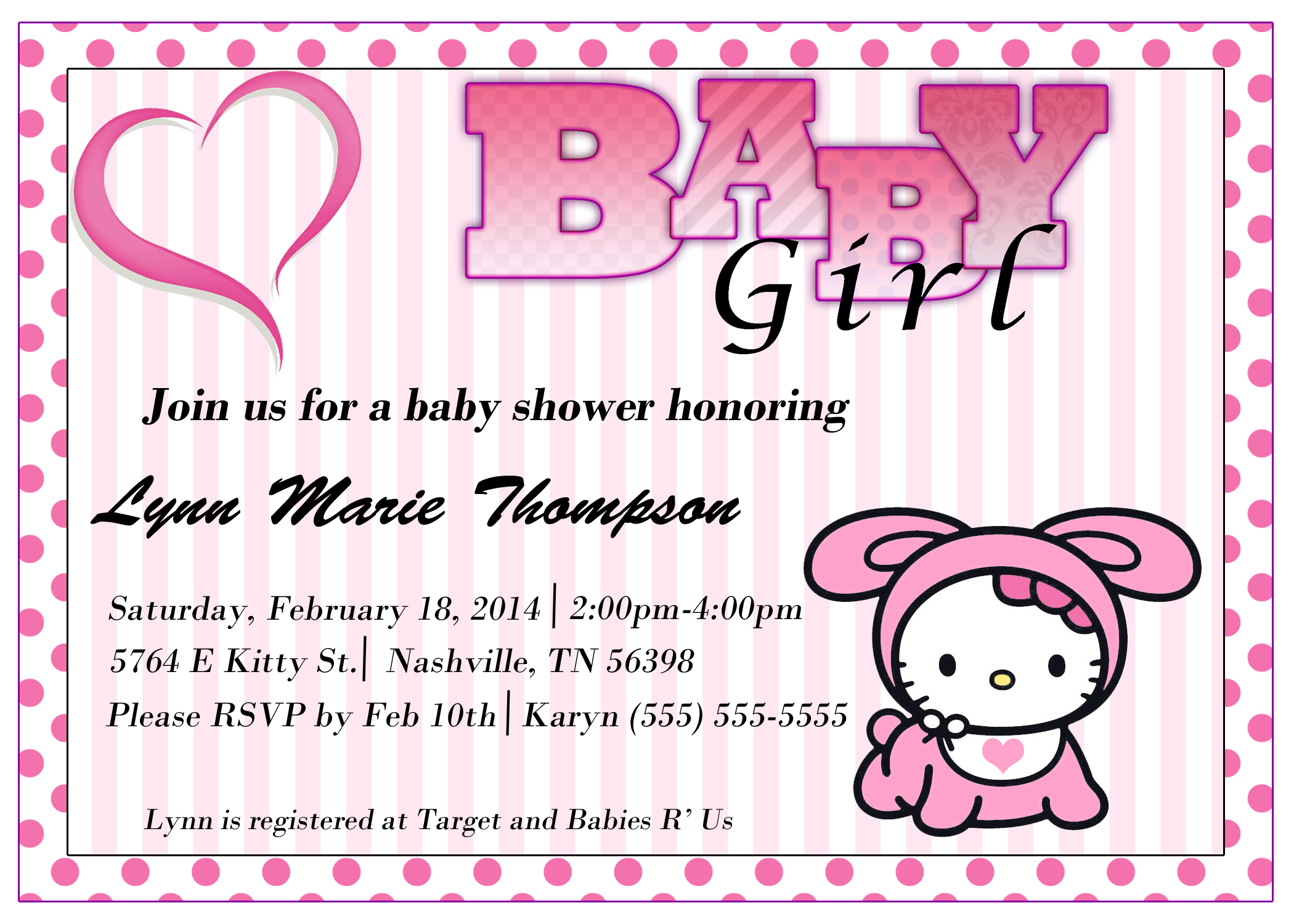 Awesome Hello Kitty Ba Shower Invitations 79 For Your Invitation with size 2100 X 1500