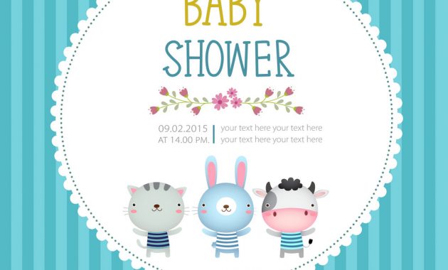 Ba Shower Invitation Card Template On Blue Vector Image pertaining to size 1000 X 1080