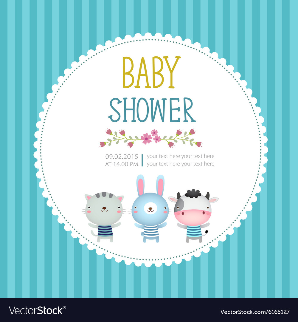 Ba Shower Invitation Card Template On Blue Vector Image pertaining to size 1000 X 1080