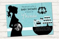 Ba Shower Invitation Elegant Silhouette Turquoise Paisley with measurements 900 X 900