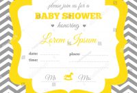 Ba Shower Invitation White Gray Yellow Stock Vector Royalty Free intended for proportions 1500 X 1600