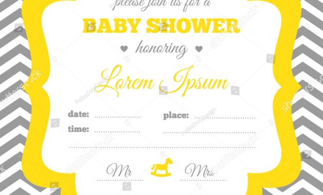 Ba Shower Invitation White Gray Yellow Stock Vector Royalty Free intended for proportions 1500 X 1600