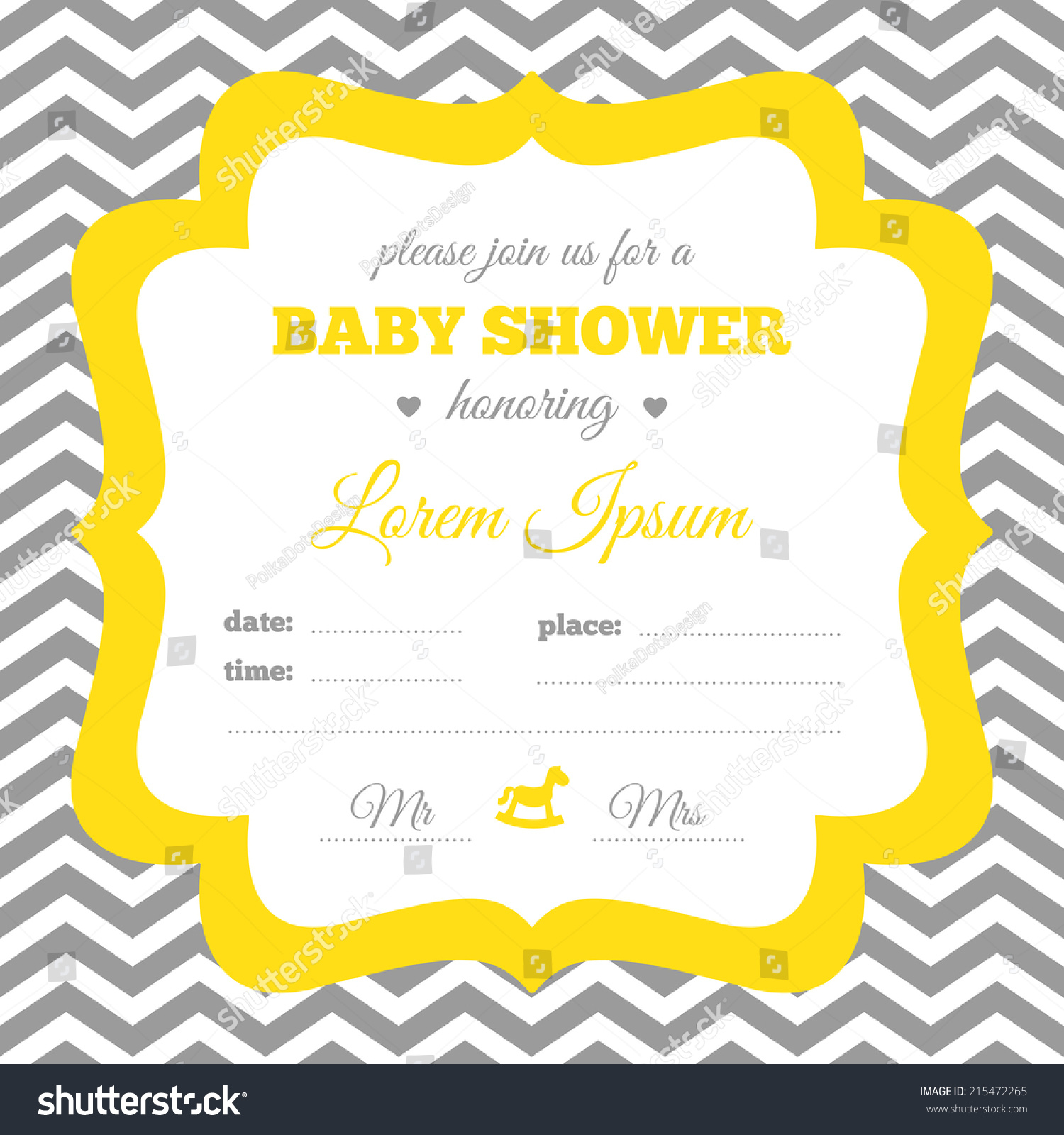 Ba Shower Invitation White Gray Yellow Stock Vector Royalty Free intended for proportions 1500 X 1600