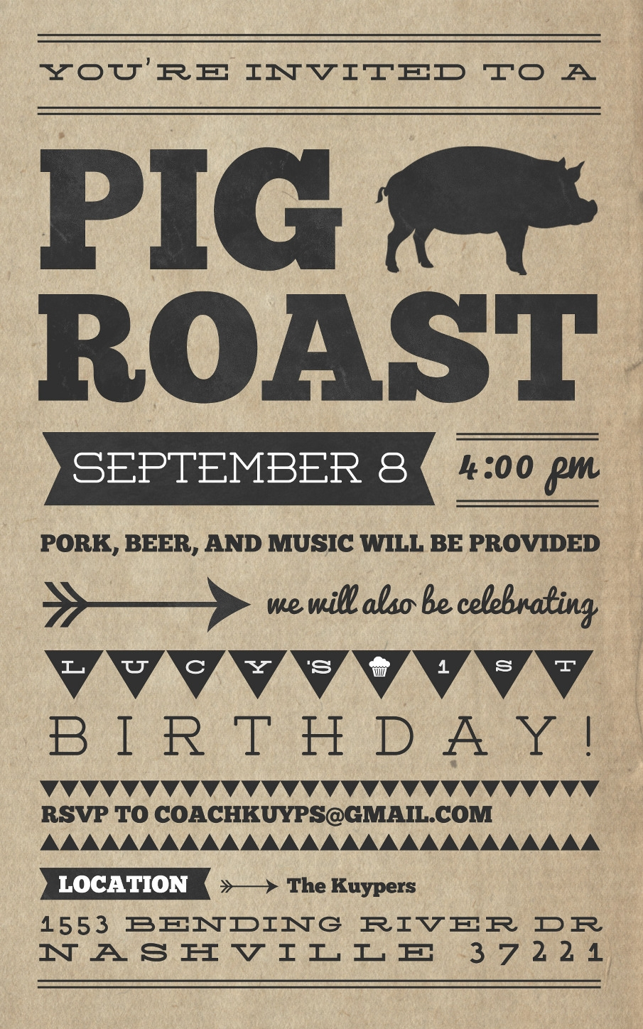 Bbq Pig Roast Chalkboard Retirement Party Invitation Pig Roast throughout sizing 905 X 1448