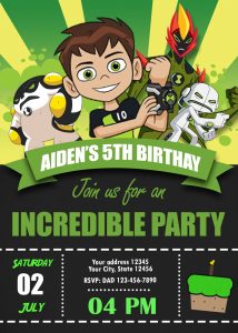 Ben 10 Birthday Invitation Party Invite Custom Digital Printable in proportions 1000 X 1400