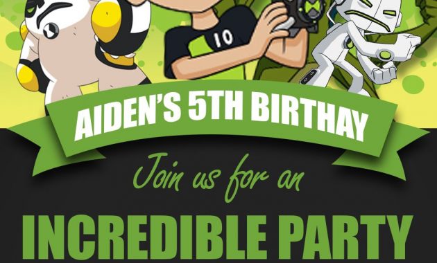 Ben 10 Birthday Invitation Party Invite Custom Digital Printable in proportions 1000 X 1400