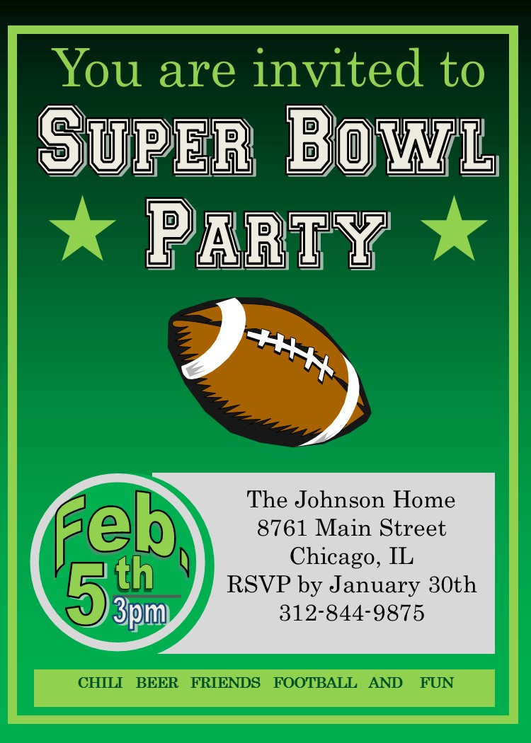 Best Super Bowl Party Invitation Template 62 For Card Inspiration pertaining to size 750 X 1050