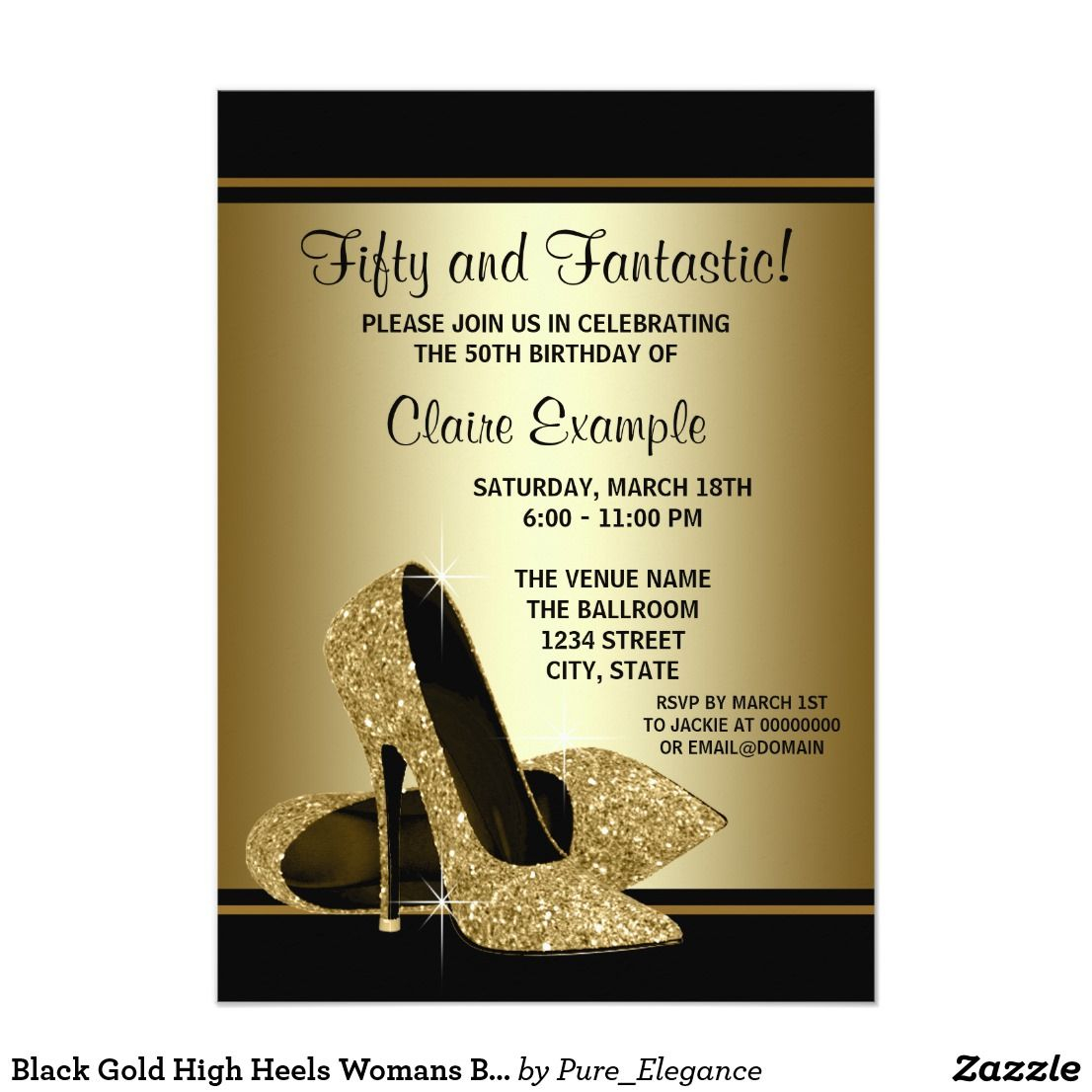 Black Gold High Heels Womans Birthday Party Invitation In 2018 in sizing 1106 X 1106