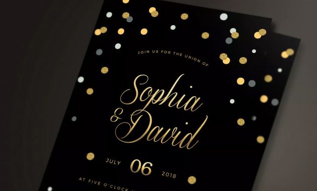 Black Gold Wedding Invitation Psd Card Invite Design Templates in measurements 1170 X 2386