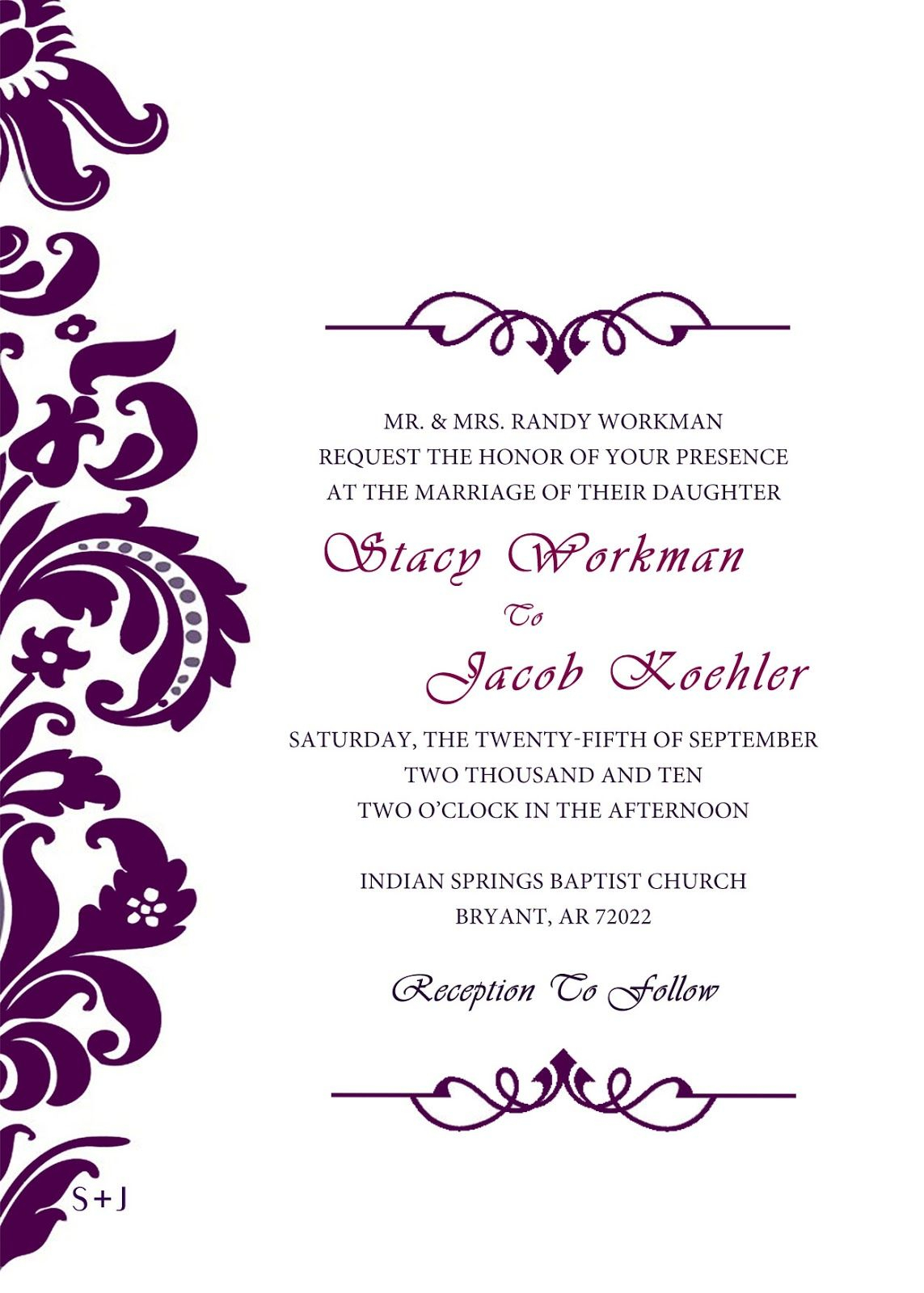 Blank Wedding Invitations Templates Purple Miguel And Orlandos throughout measurements 1143 X 1600