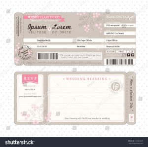 Boarding Pass Ticket Wedding Invitation Template Stock Vector throughout size 1500 X 1492