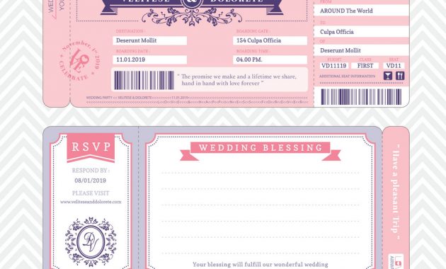 Boarding Pass Wedding Invitation Template Vector Image in proportions 1000 X 1008