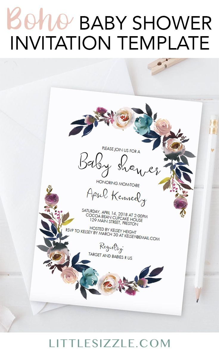 Bohemian Ba Shower Invitation Template In 2018 Ba Shower Ideas with regard to sizing 735 X 1185