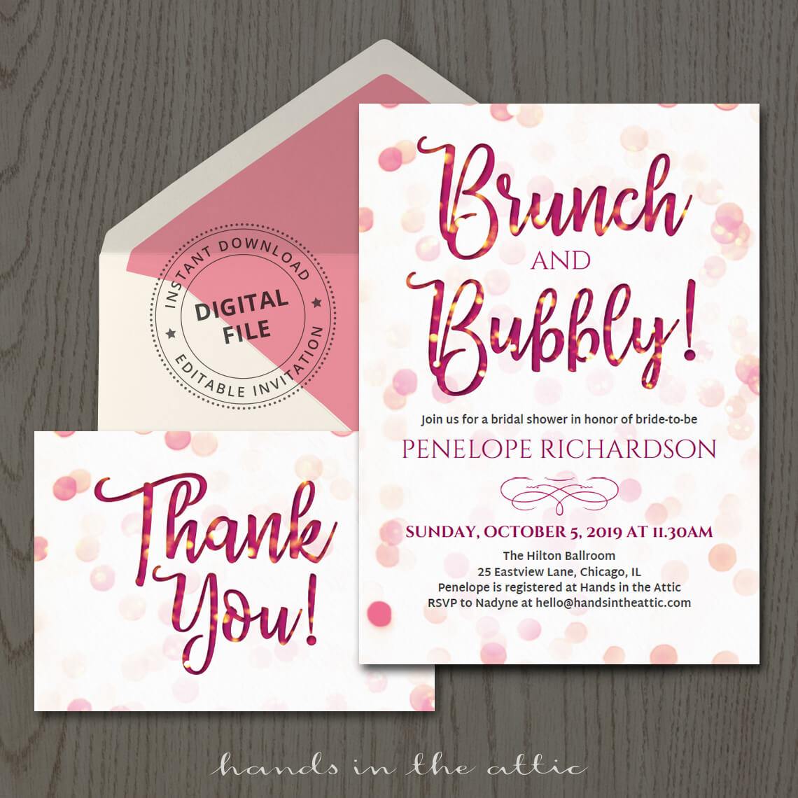 Brunch And Bubbly Invitation Template Printable Stationery with dimensions 1140 X 1140