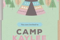 Camping Birthday Party Invitation Template Ai A5 Invitation Card pertaining to size 1170 X 3121