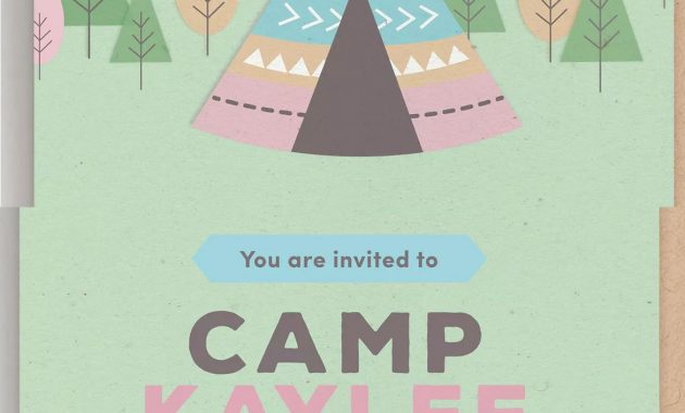 Camping Birthday Party Invitation Template Ai A5 Invitation Card pertaining to size 1170 X 3121