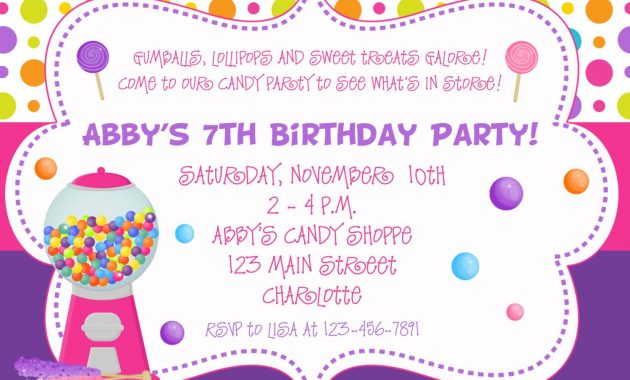 Candy Birthday Party Invitation Candy Party Invitation You intended for size 1500 X 1071