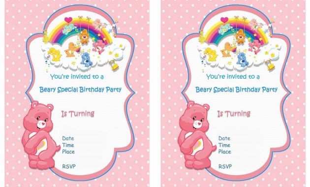 Care Bears Free Printable Birthday Party Invitations Birthday regarding dimensions 1228 X 868